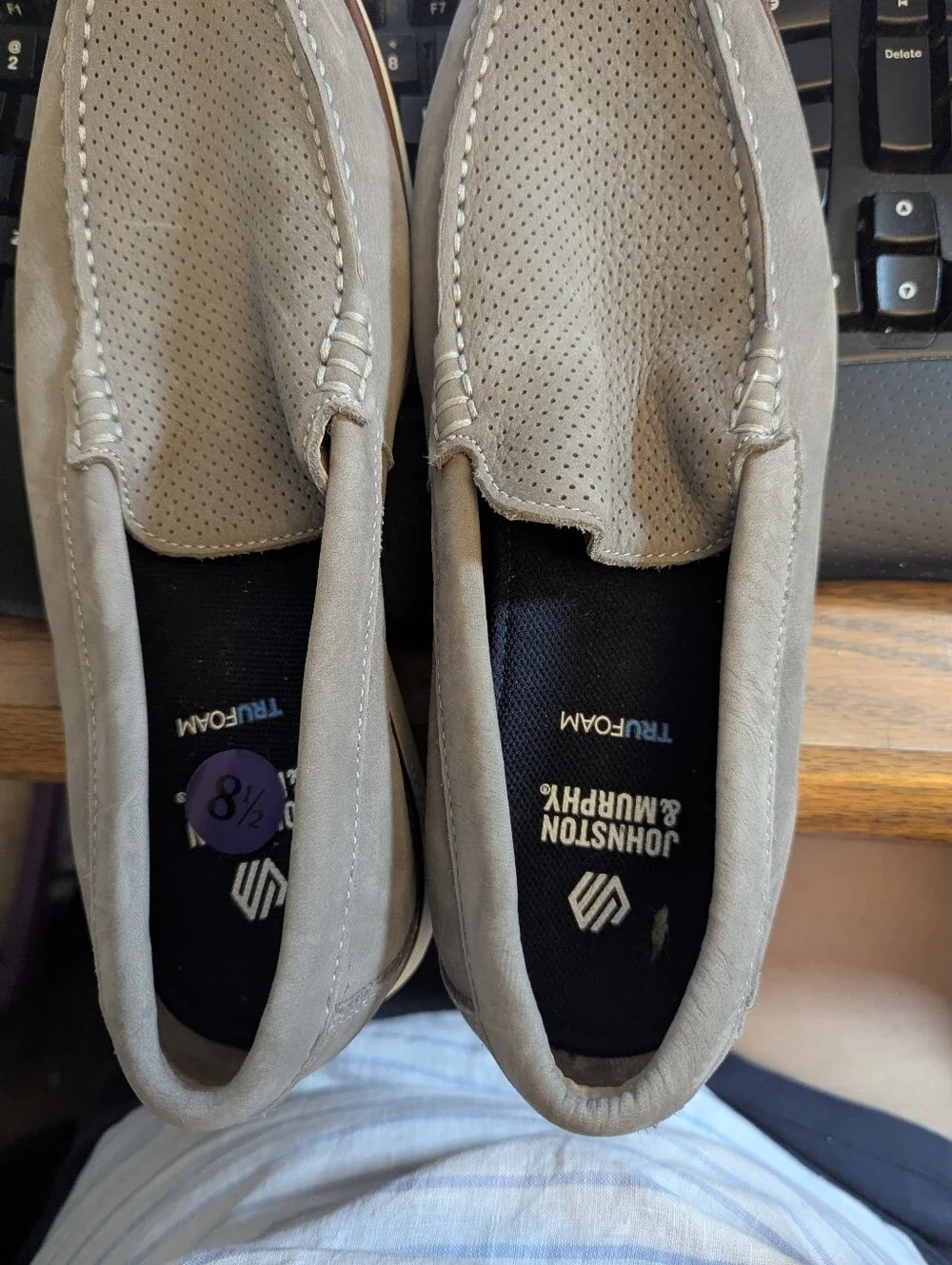 NWOT Mens Johnson & Murphy Hodges Grey Ltwt Trufoam Slip on Shoes Sz 8.5m